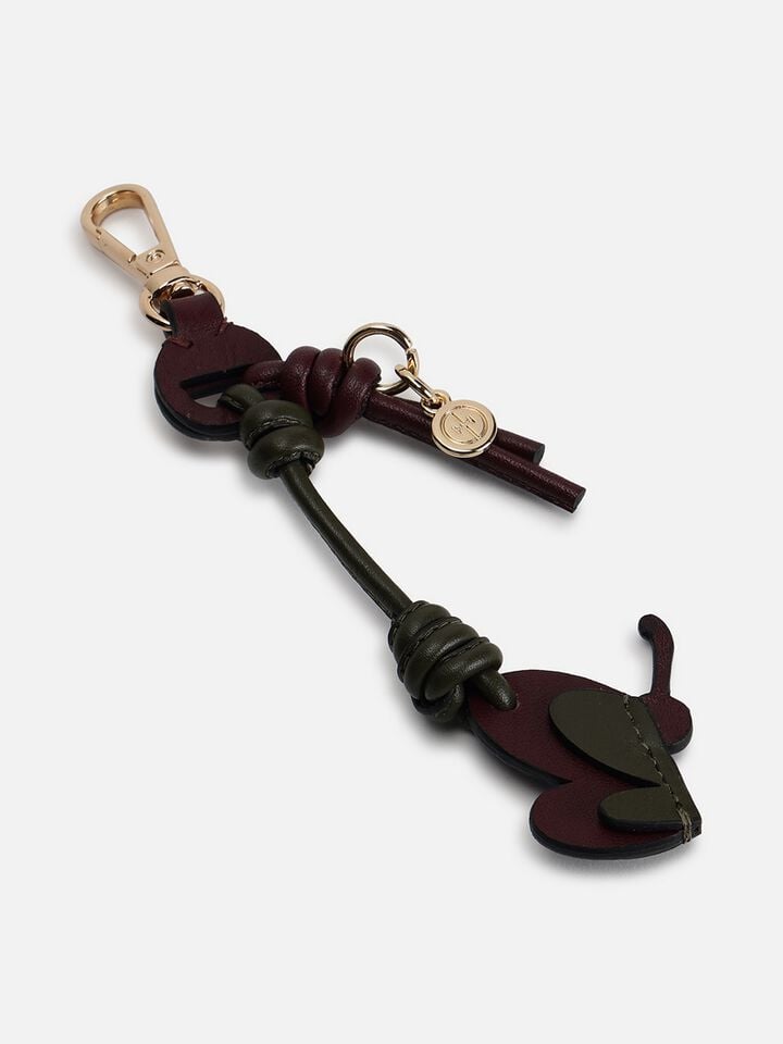 Butterfly Leather Bag Charm - Dark Cherry