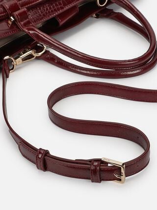 Stephanie Croco Work Bag - Dark Cherry
