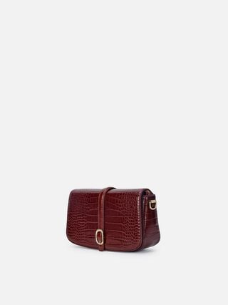 Sophie Croco Shoulder Bag - Dark Cherry