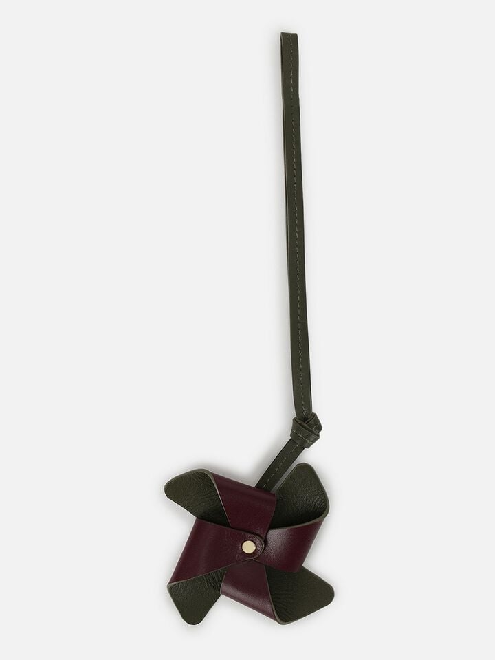 Pinwheel Leather Bag Charm - Dark Cherry
