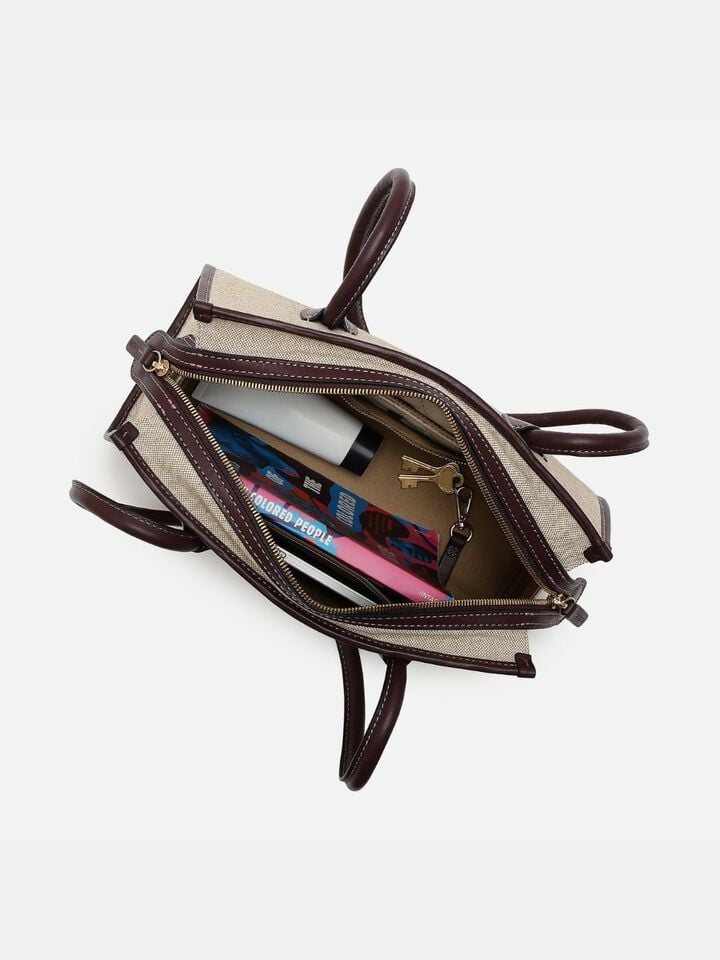 Phoebe Canvas Shoulder Bag - Brown