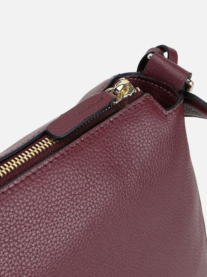 Lucy Leather Shoulder Bag - Dark Cherry