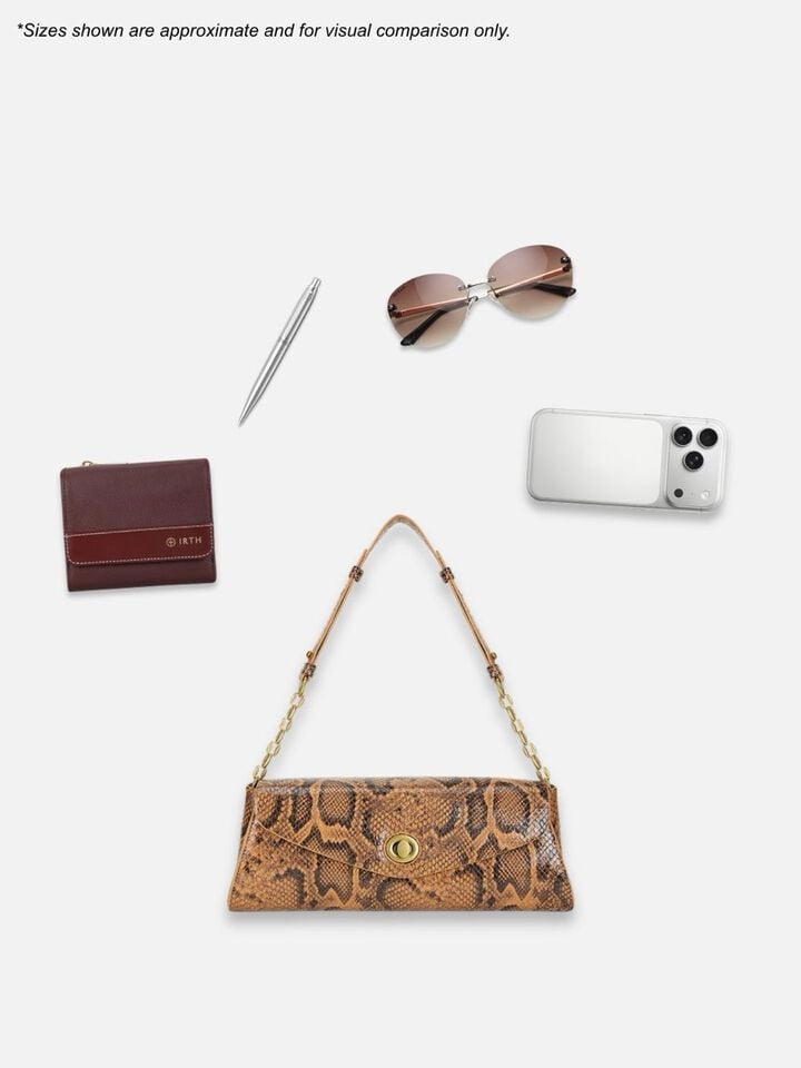 Ness Snakeskin Shoulder Bag - Tan