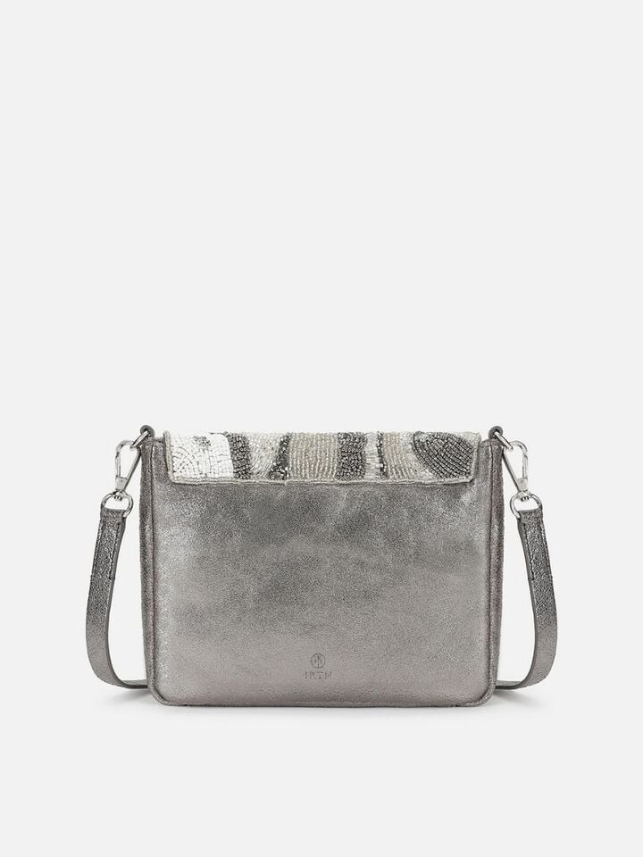 Beaded Threads Leather Sling - Silver