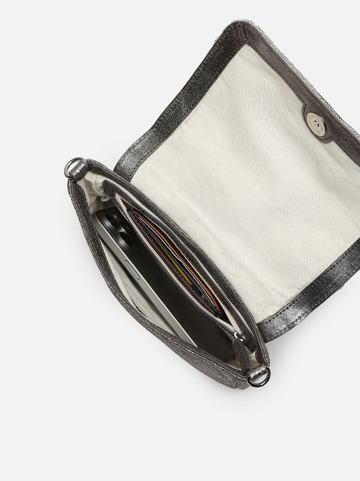Beaded Threads Leather Sling - Silver