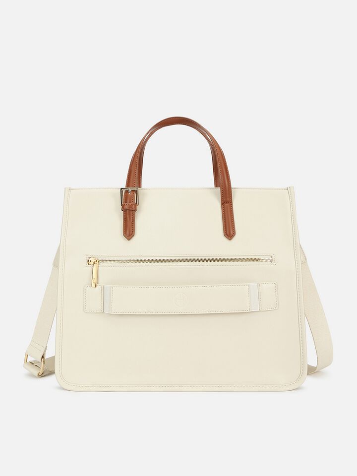 Roxanne Colour-Block Work Bag - Off-White 