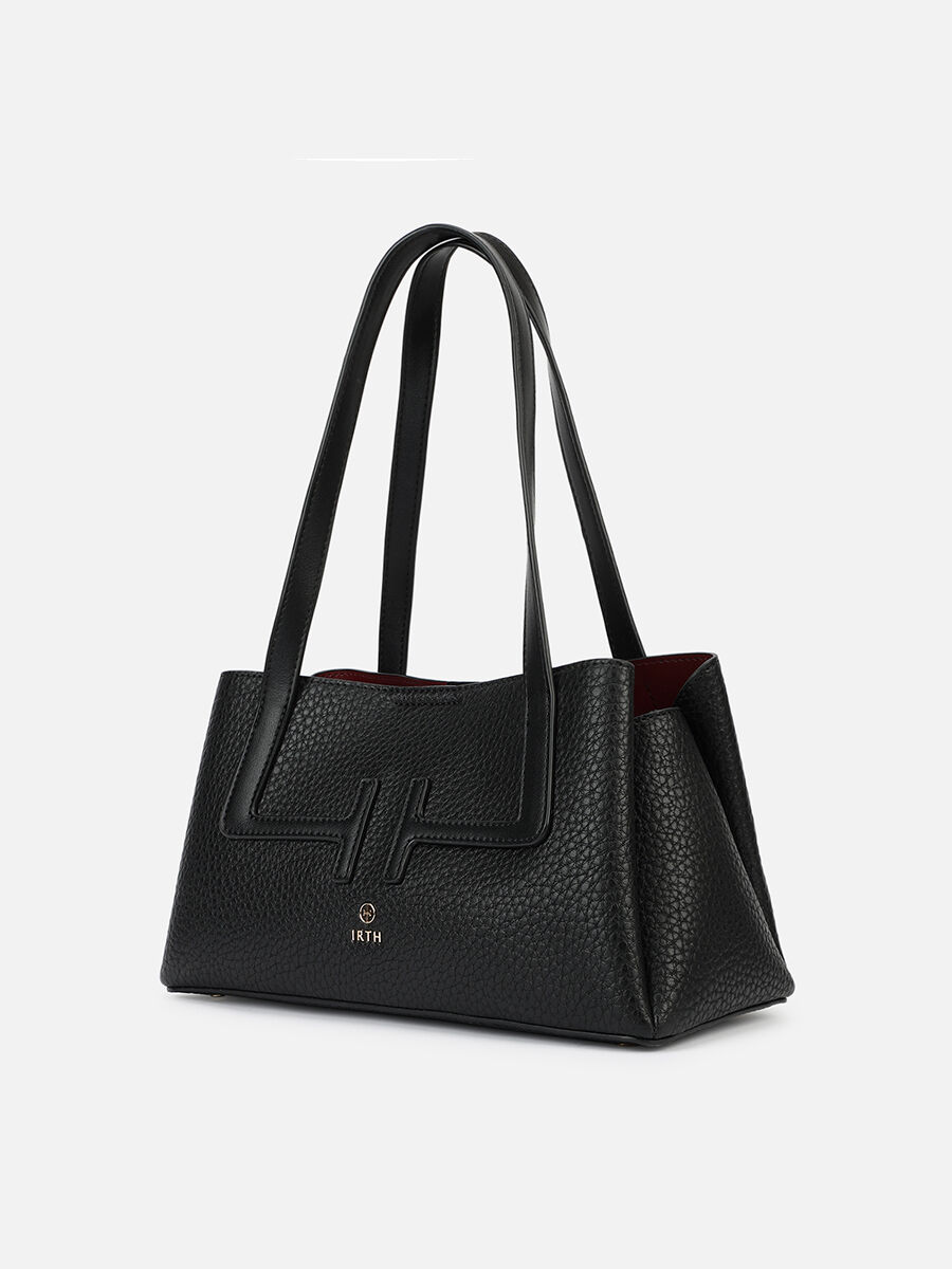 Initials by IRTH | Wide Black Shoulder Bag | House of Titan