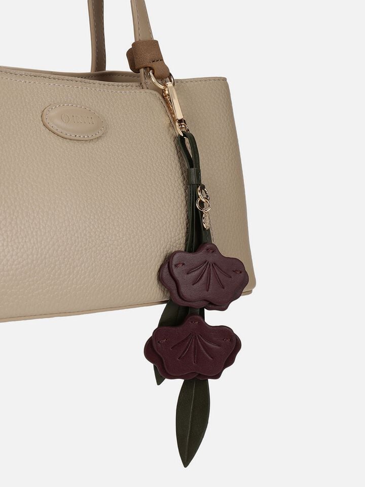 Poppies Leather Bag Charm - Dark Cherry