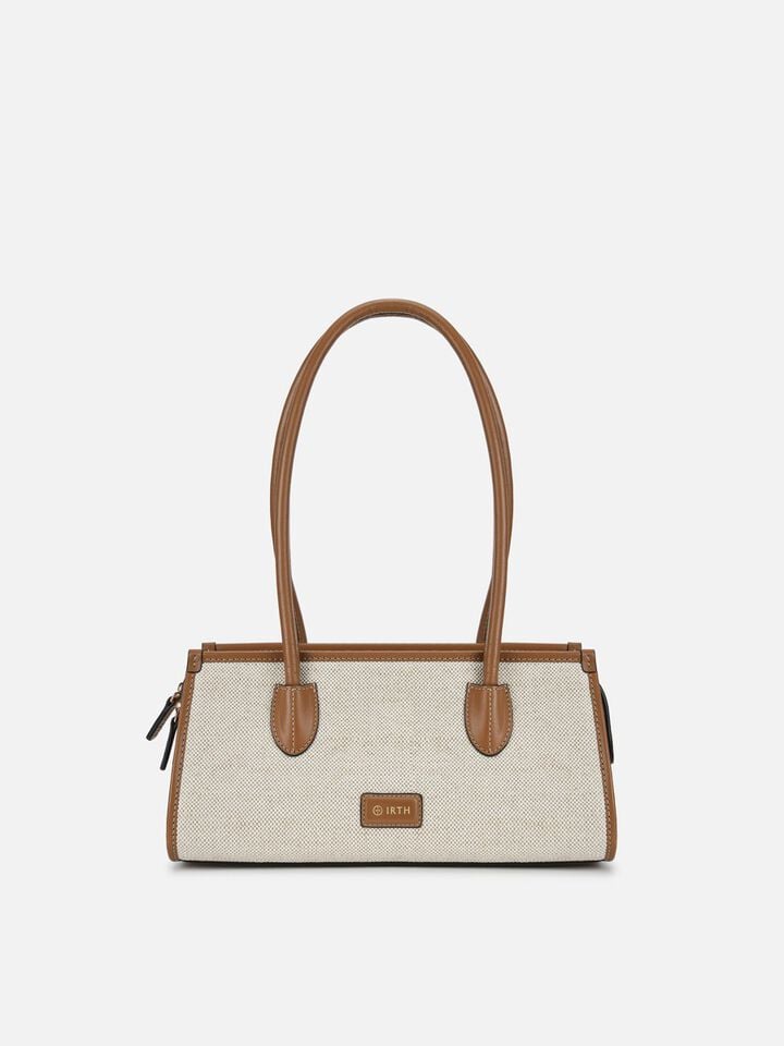 Phoebe Canvas Shoulder Bag - Beige