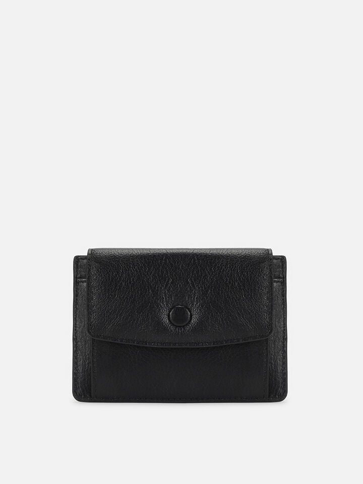 Flip Leather Card Holder - Black