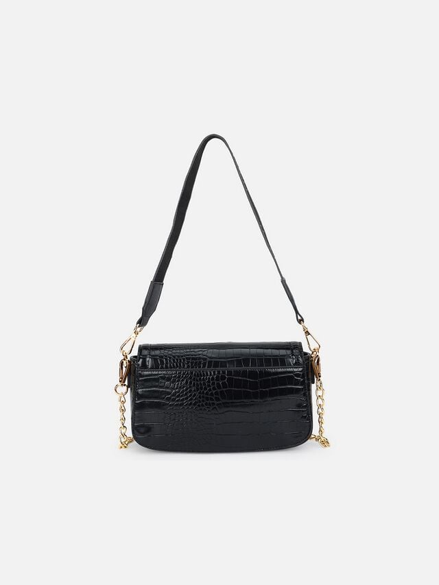 Sophie Croco Shoulder Bag - Black