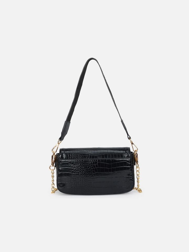 Sophie Black Croco Shoulder Bag by IRTH House Of Titan - Main Image