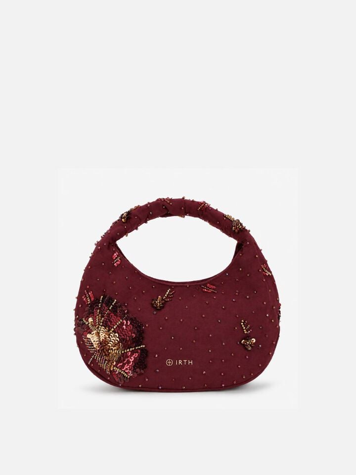 Tara Beaded Sparkles Handheld - Dark Cherry