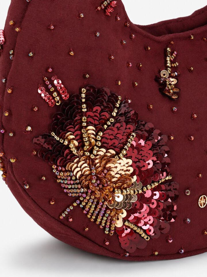 Tara Beaded Sparkles Handheld - Dark Cherry