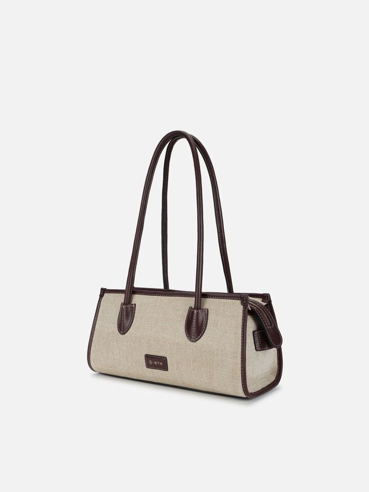 Phoebe Canvas Shoulder Bag - Brown