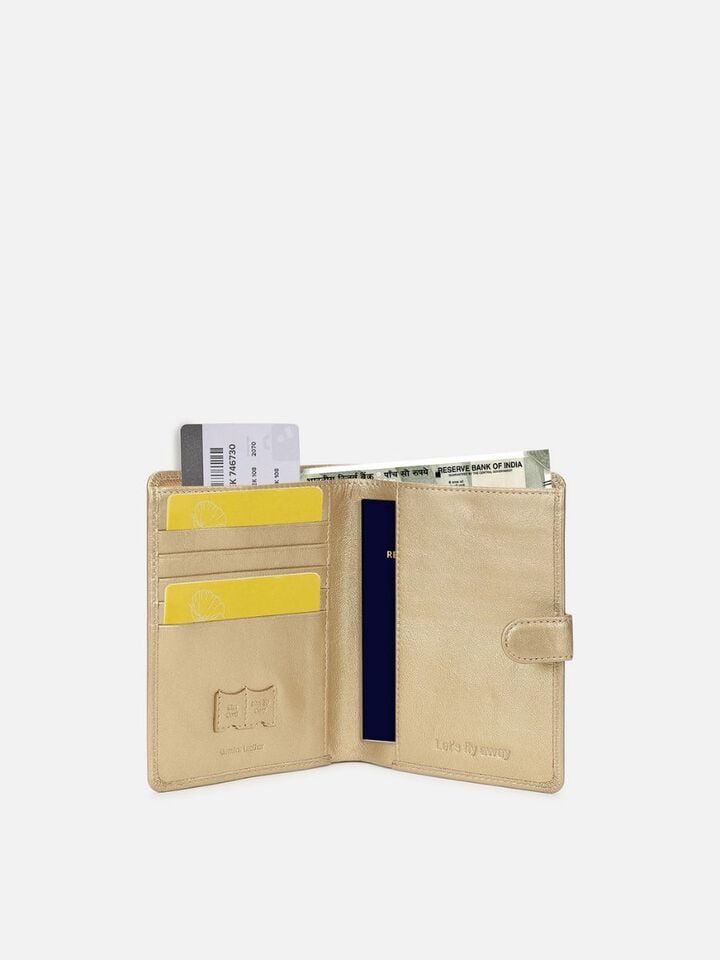 Atlas Leather Passport Holder - Gold