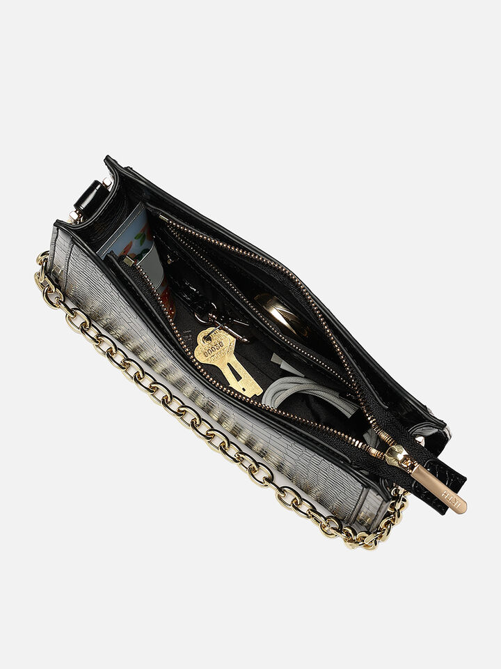 Penelope Croco Shoulder Bag - Black