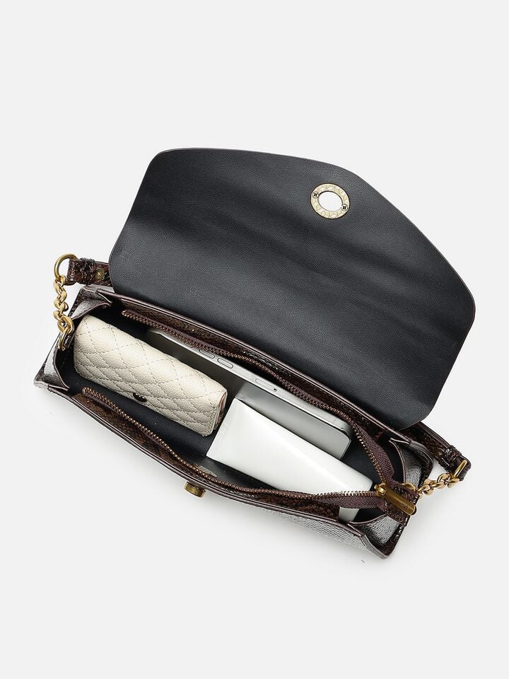 Ness Snakeskin Shoulder Bag - Brown