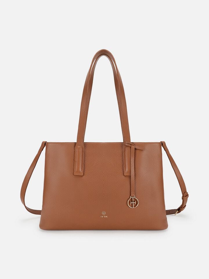 Luella Leather Tote Bag - Tan