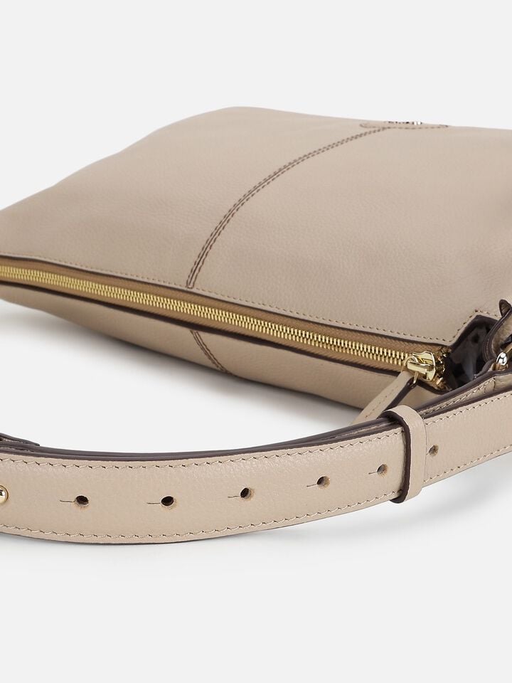 Lucy Leather Shoulder Bag - Beige