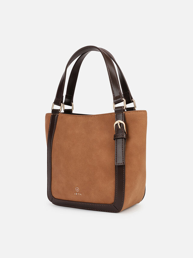 Maren Faux Suede Handheld - Tan