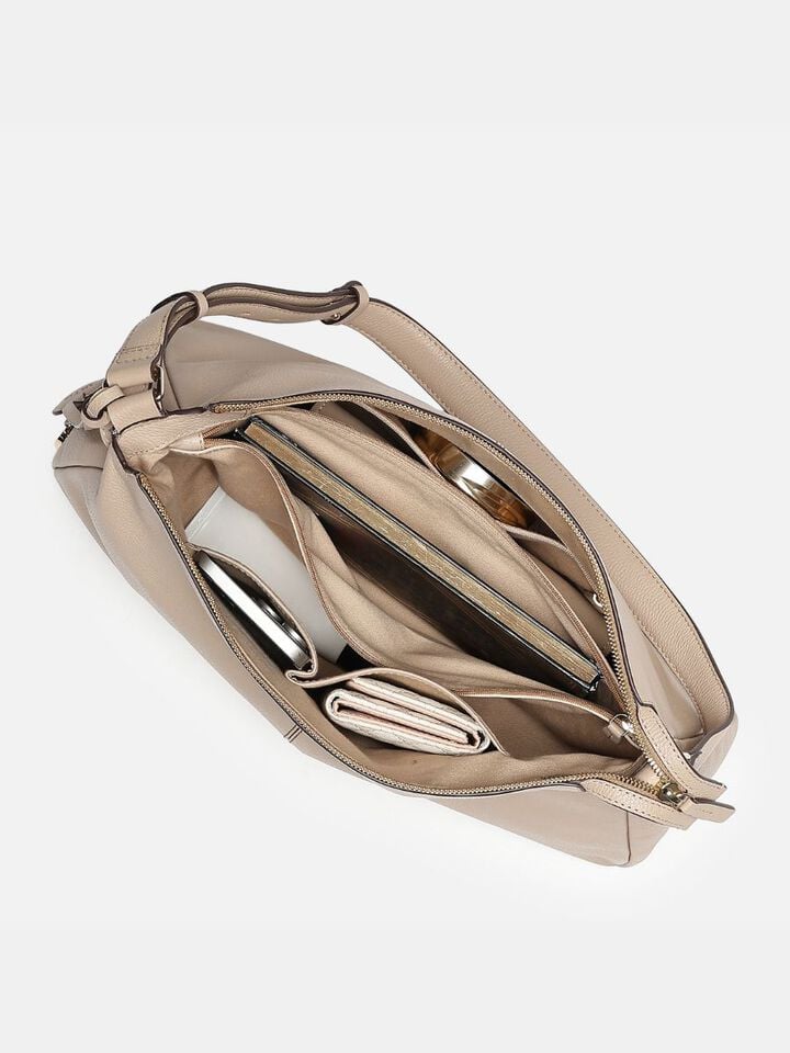 Lucy Leather Shoulder Bag - Beige