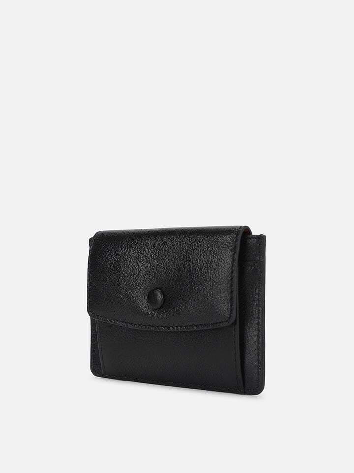 Flip Leather Card Holder - Black