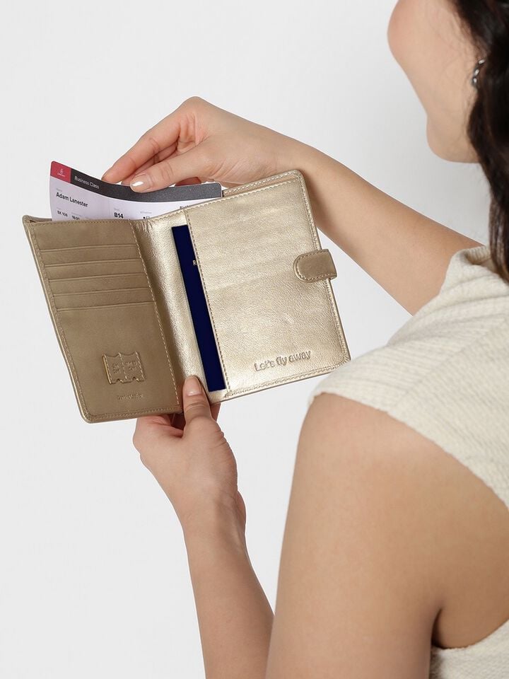 Atlas Leather Passport Holder - Gold