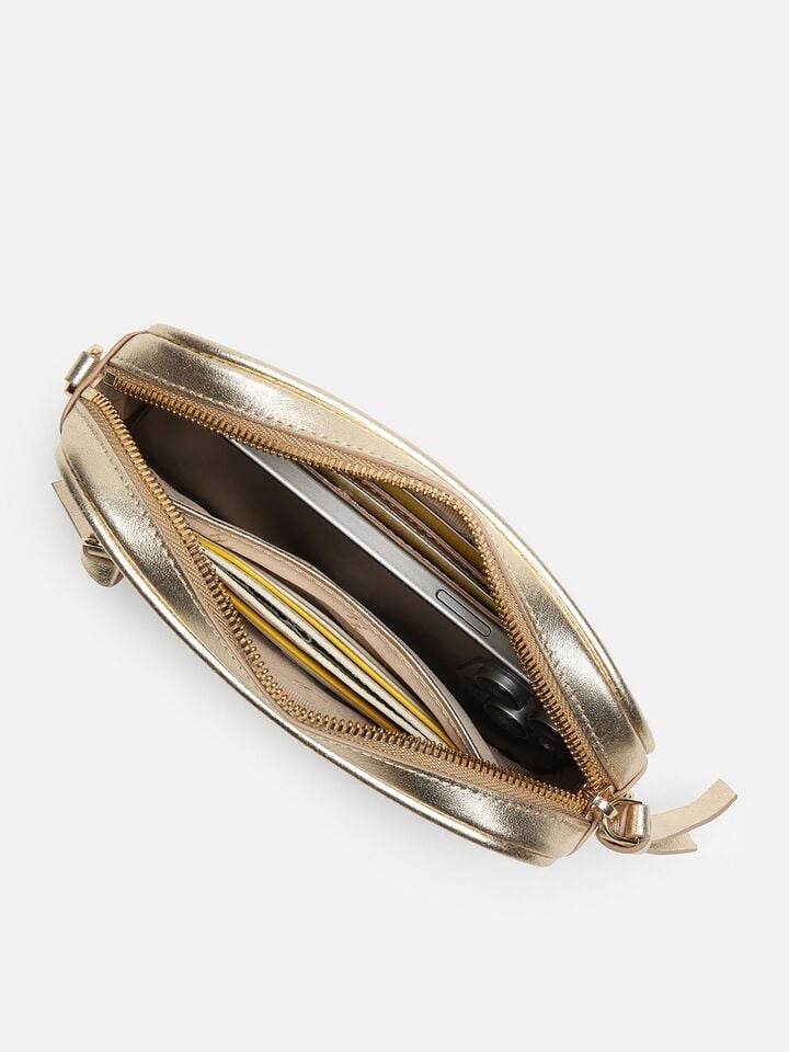 Louisa Leather Metallic Sling - Gold