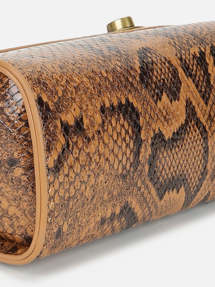 Ness Snakeskin Shoulder Bag - Tan