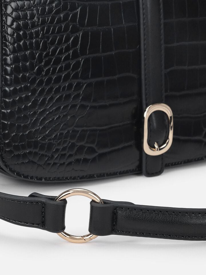 Sophie Croco Shoulder Bag - Black