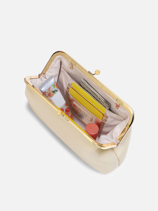 Juliet Medium Kiss Lock Clutch - Off-White