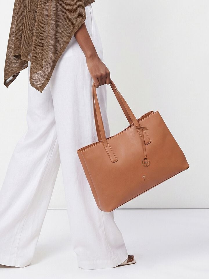 Luella Leather Tote Bag - Tan