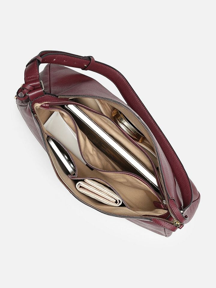 Lucy Leather Shoulder Bag - Dark Cherry