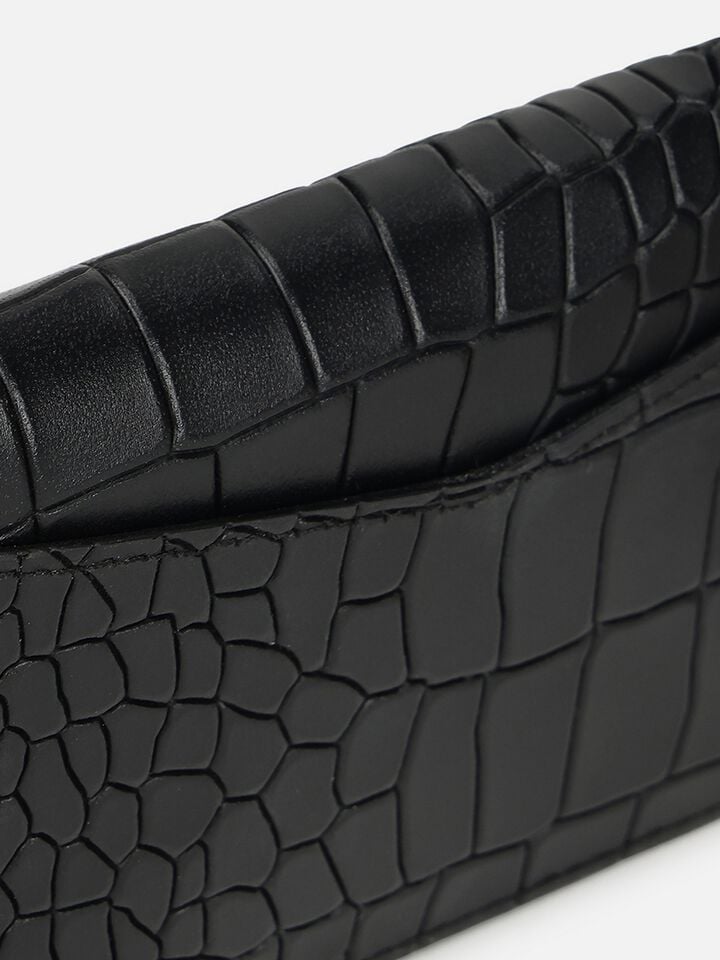 August Croco Leather Wallet - Black