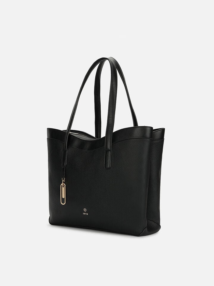 Faye Textured Tote - Black
