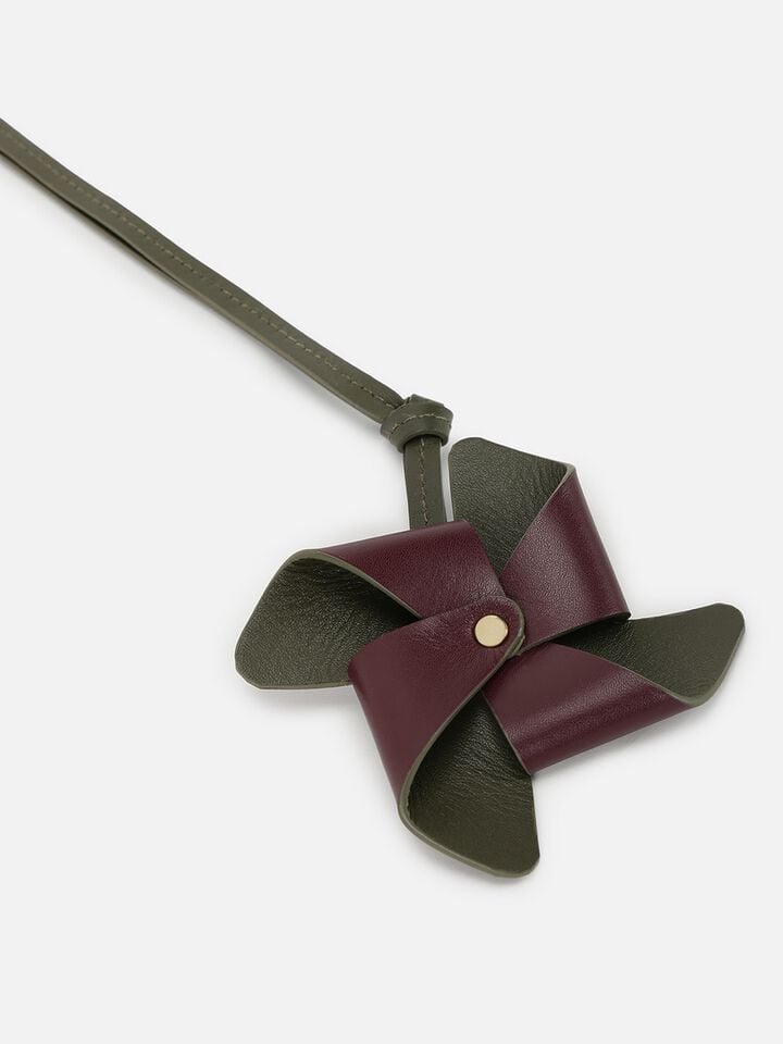 Pinwheel Leather Bag Charm - Dark Cherry