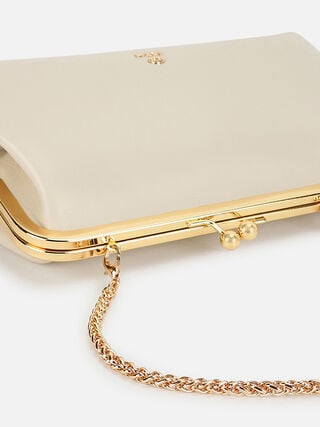 Juliet Medium Kiss Lock Clutch - Off-White