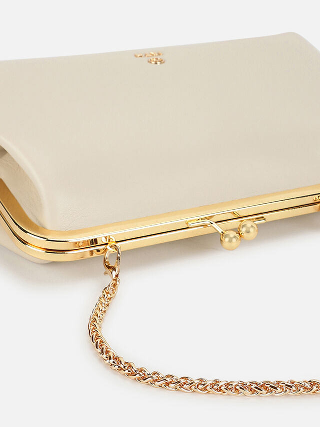 Juliet Medium Kiss Lock Clutch - Off-White