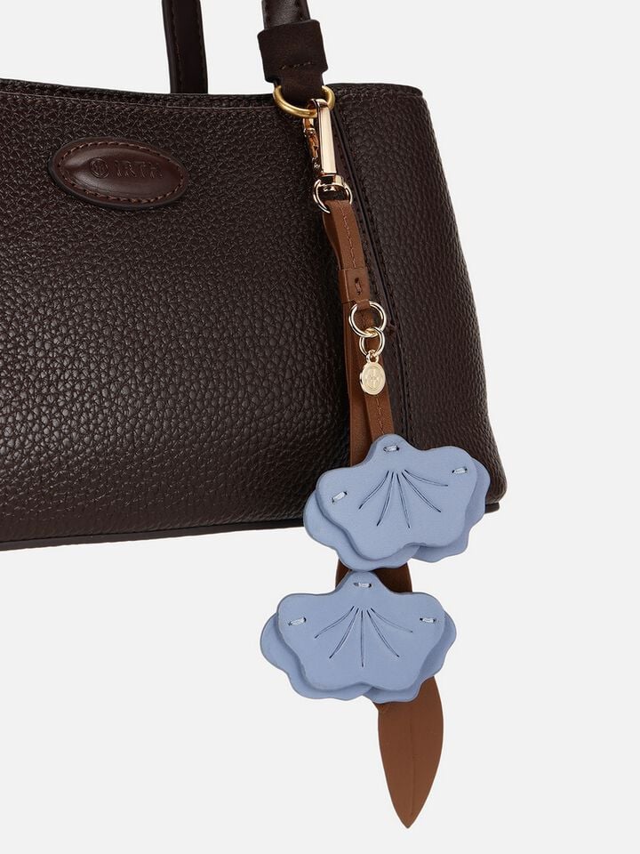 Poppies Leather Bag Charm - Blue