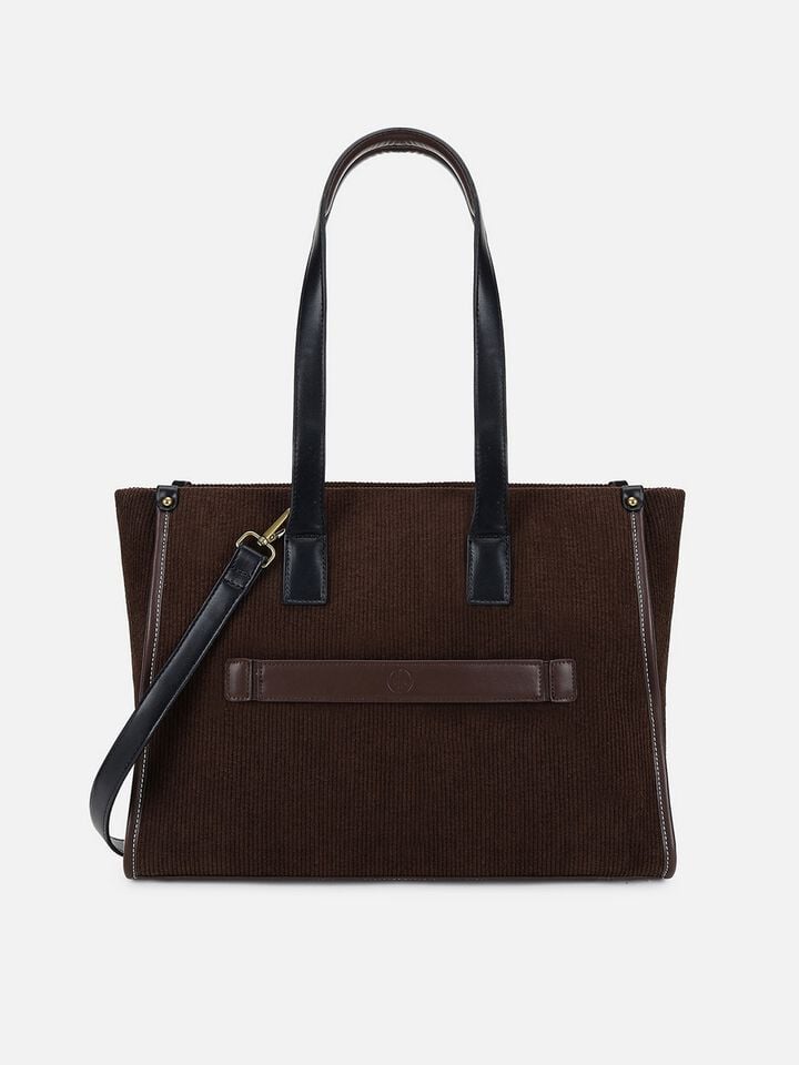 Marina Corduroy Work Bag - Dark Brown