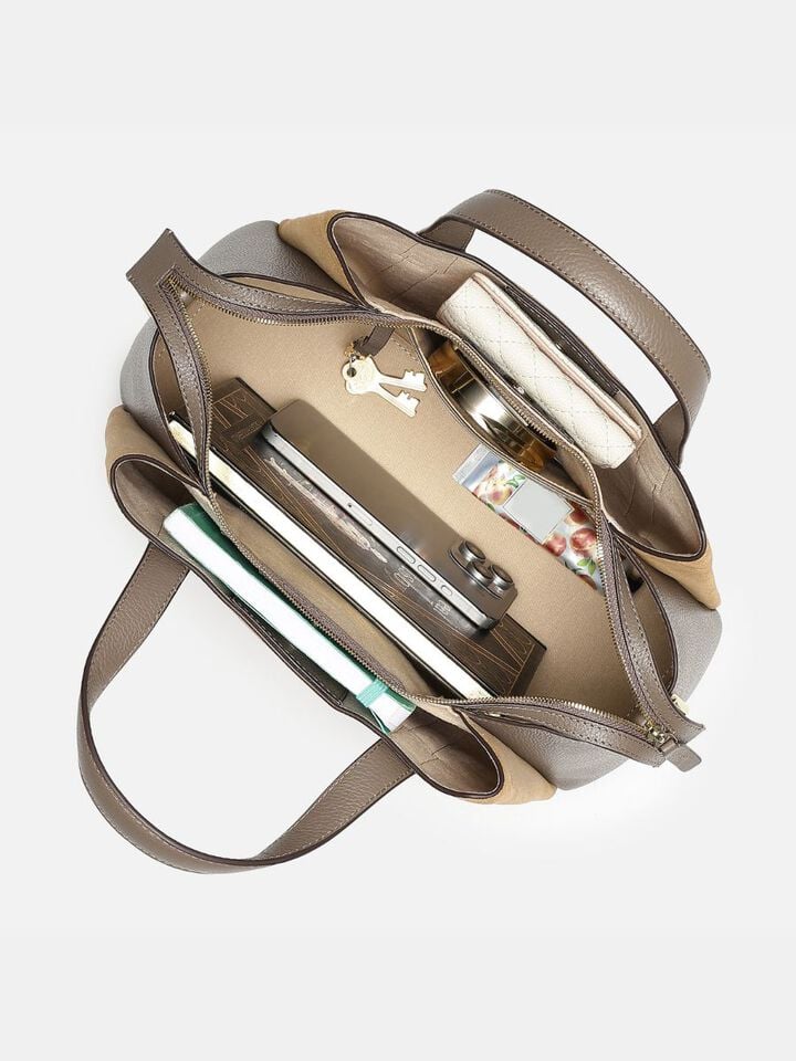 Lily Medium Suede Handheld - Brown