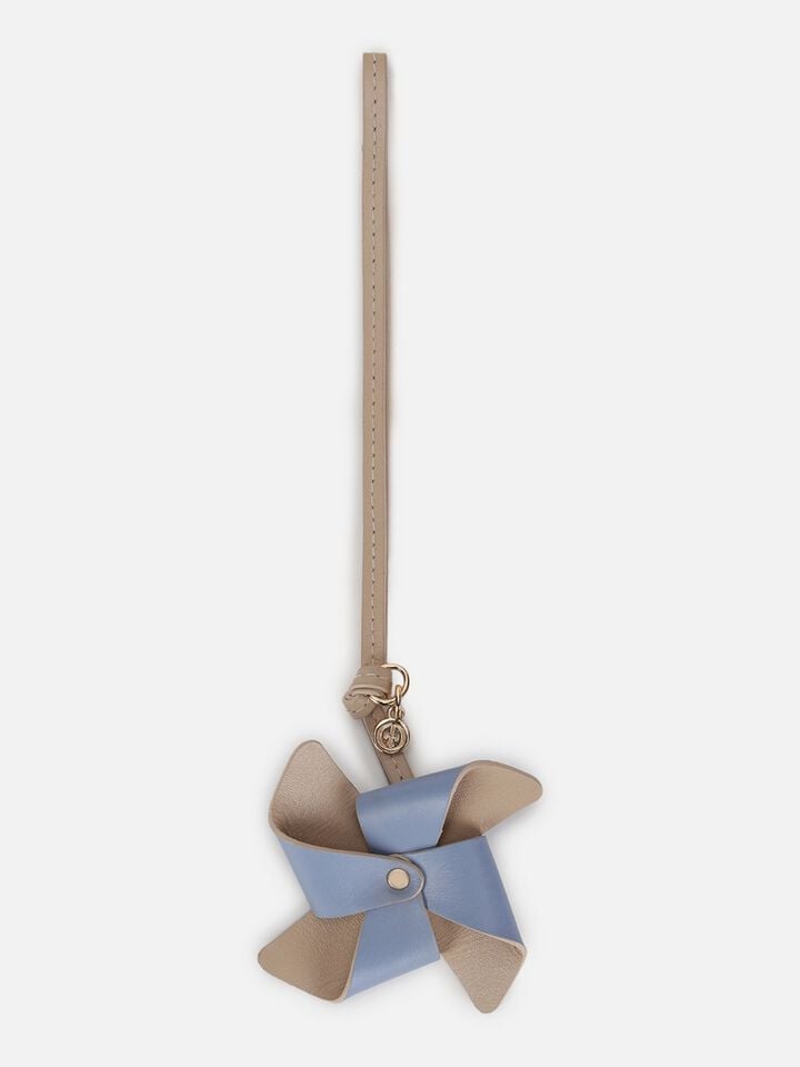 Pinwheel Leather Bag Charm - Blue