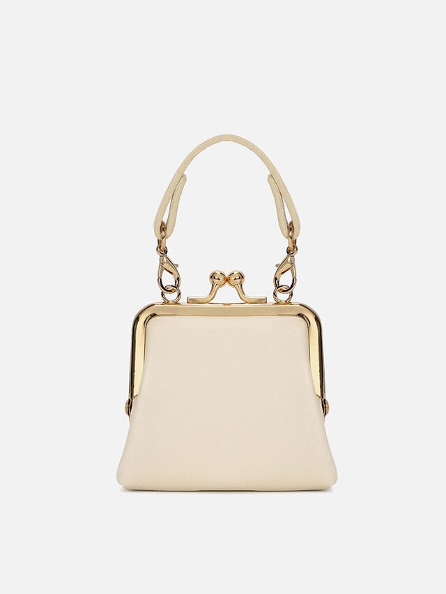 Juliet Leather Miniature Kiss Lock - Off-White