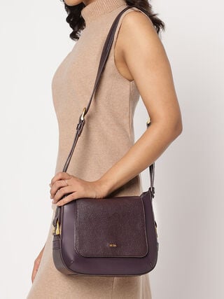 Layla Leather Sling Bag - Plum