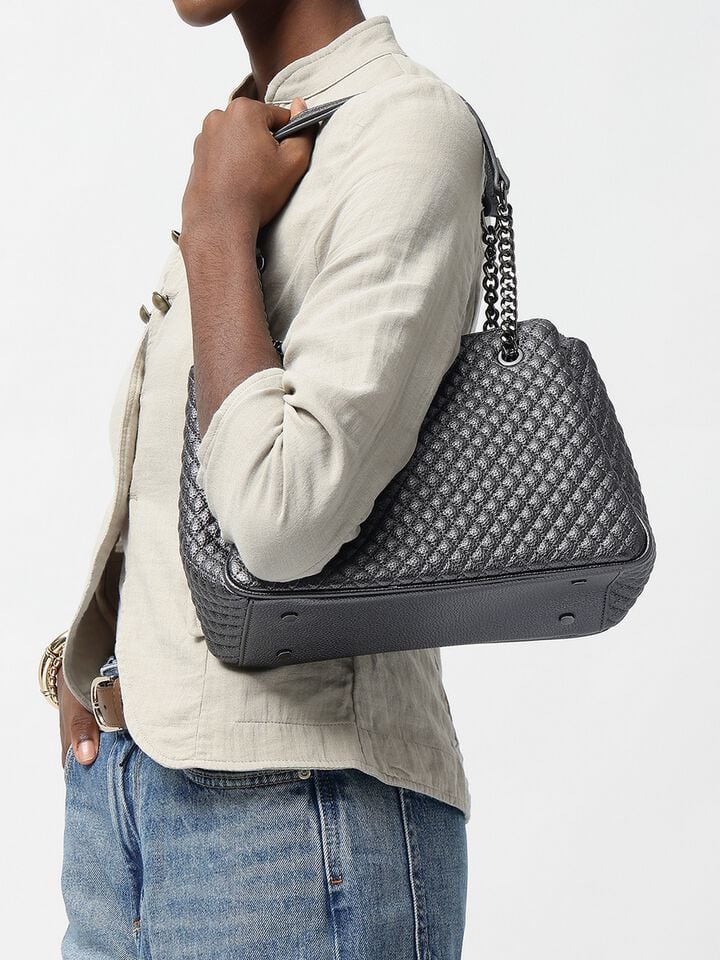 Dawn Quilted Shoulder Bag - Gunmetal
