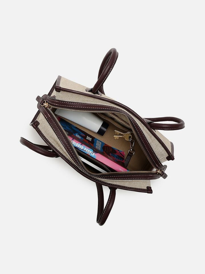 Phoebe Canvas Shoulder Bag - Brown