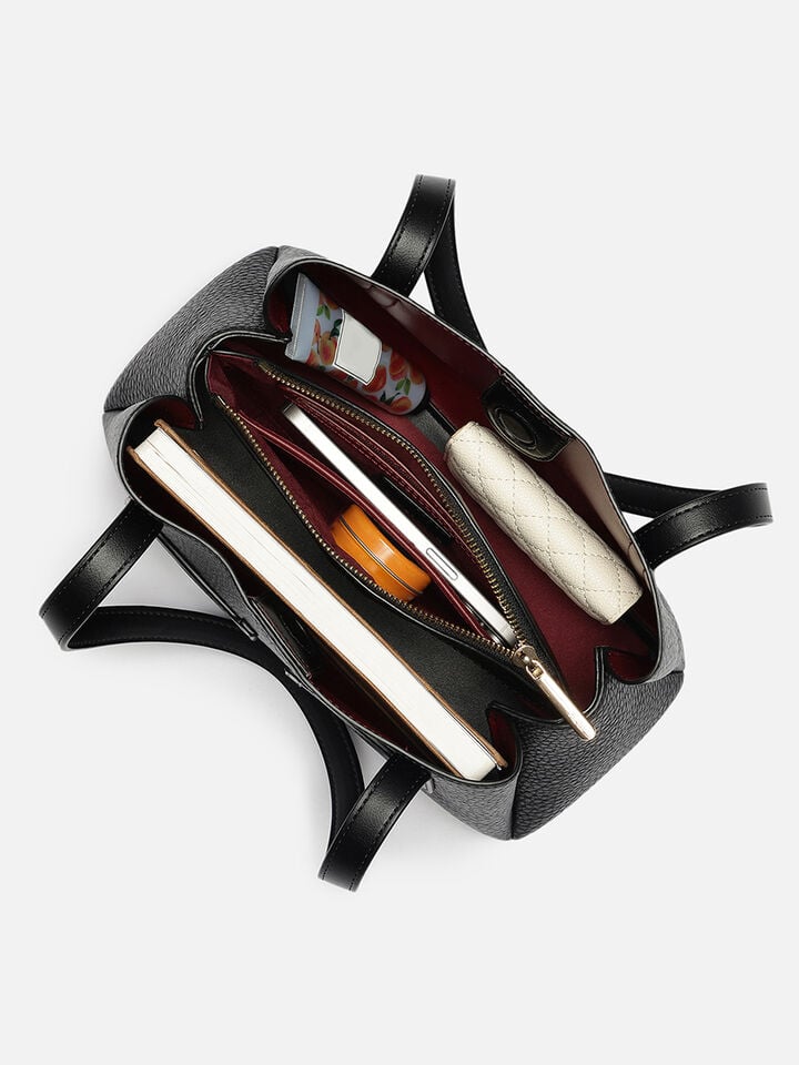 Initials Wide Shoulder Bag - Black