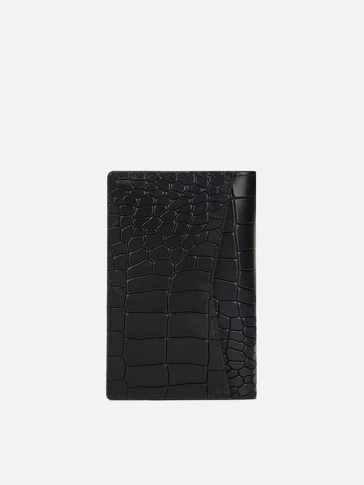 August Croco Leather Wallet - Black