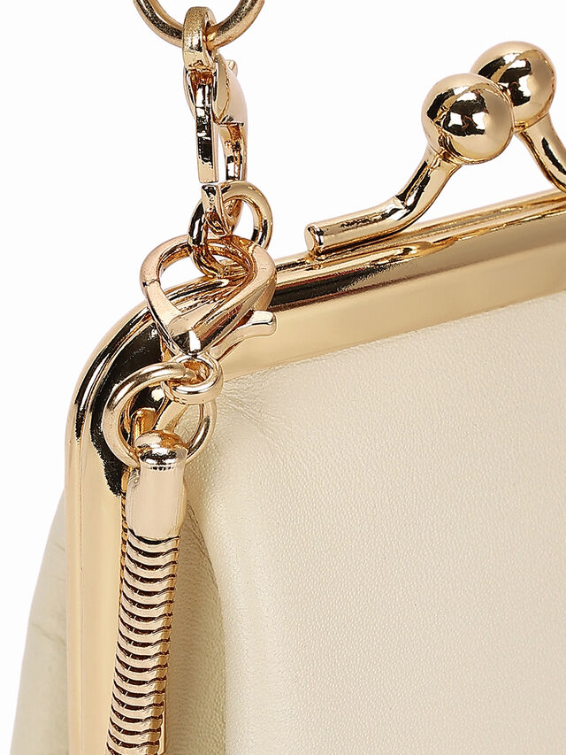 Juliet Leather Miniature Kiss Lock - Off-White